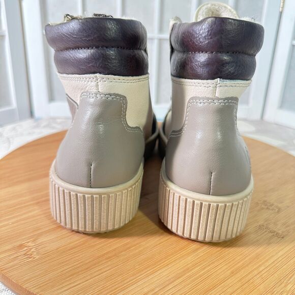 REMONTE Lace-Up Side Zipper Ankle Boots in Tan and cream - Picture 4 of 12